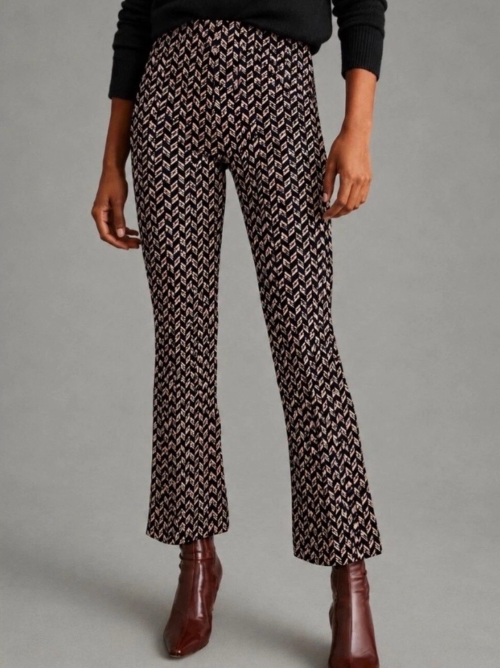 Anthropologie Maeve Margot Kick-Flare Cropped Pants M
